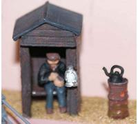 Langley Models Night-watchman + hut + brazier OO Scale Model PAINTED F185p