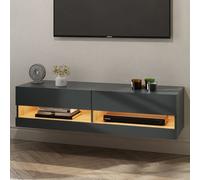 langley wall hung wooden tv stand in anthracite with led