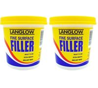 Langlow Quick Dry Fine Surface Filler - Brilliant White, Easy Sand, 600gm - Ideal for Interior Wood, Plaster & Masonry Crack Repair (Pack of 2)