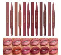 LANGMANNI 2-in-1 Lipstick & Lip Liner Set,6 Colors Gift Set|Angled Lipstick+Matching Lipliner Pencil|Velvet Matte Finish,Long-Lasting & Smudge-Resistant|All-in-One Lip Makeup Kit for Women(#A)