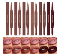 LANGMANNI 2-in-1 Lipstick & Lip Liner Set,6 Colors Gift Set|Angled Lipstick+Matching Lipliner Pencil|Velvet Matte Finish,Long-Lasting & Smudge-Resistant|All-in-One Lip Makeup Kit for Women(#B)