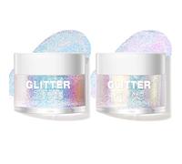 LANGMANNI 2Pcs Holographic Body Glitter Gel for Body, Face, Hair and Lip.Color Changing Glitter Gel Under Light. Vegan & Cruelty Free-1.35 oz/pcs (1# Golden Ocean+2# Sparkling Pink)