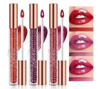 LANGMANNI 3Pcs Hyaluronic Acid Lip Gloss Set,Hydrate & High Shine Clear Looking Lips,Smooth Texture And Long Lasting Lip moisturizing,Brightening 0.1oz/pc (#6+#7+#8)