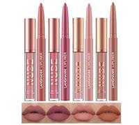 LANGMANNI 4pcs Matte Lipstick with Lipliners Durable Makeup Set,Long-Lasting Non-Stick Cup Not Fade Waterproof Pigmented Velvet Lipgloss Kit Beauty Cosmetics Makeup Gift for Girls(#12811)