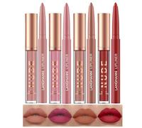 LANGMANNI 4pcs Matte Lipstick with Lipliners Durable Makeup Set,Long-Lasting Non-Stick Cup Not Fade Waterproof Pigmented Velvet Lipgloss Kit Beauty Cosmetics Makeup Gift for Girls(#9101112)