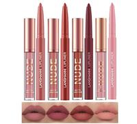 LANGMANNI 4pcs Matte Lipstick with Lipliners Durable Makeup Set,Long-Lasting Non-Stick Cup Not Fade Waterproof Pigmented Velvet Lipgloss Kit Beauty Cosmetics Makeup Gift for Girls(#1357)
