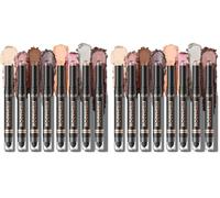 LANGMANNI 8Colors Dual-Ended Cream Eyeshadow Stick Set - Silky Smooth, Waterproof & Transfer-Proof, Built-in Blender Brush, All-Day Matte & Shimmer Wear Eye Makeup(#A) (Pack of 2)