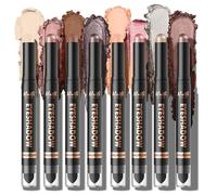LANGMANNI 8Colors Dual-Ended Cream Eyeshadow Stick Set - Silky Smooth, Waterproof & Transfer-Proof, Built-in Blender Brush, All-Day Matte & Shimmer Wear Eye Makeup(#A)