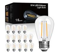 LangPlus+ 15 Pack S14 LED Filament Bulbs AC 220-240V, E27 Base LED Light Bulbs, 2W 2700K Warm White Edison Bulb for Outdoor String Lights Replacement