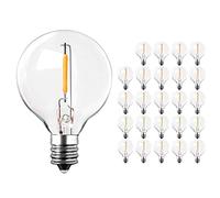 LangPlus+ 25 Pack G40 LED Bulbs Outdoor 1W, 220-240V, E12 Base Warm White 2200K String Light Bulb Shatterproof, Waterproof Replacement Globe Bulbs for Festoon Patio Garden Backyard String Lights