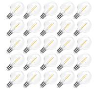 LangPlus+ 25 Pack G40 LED Light Bulbs Shatterproof, Low Voltage DC 24V 1W E12 Base LED Replacement Bulb, 2700K Soft Warm White Globe Edison Bulb for DC 24V Solar Powered Outdoor String Lights