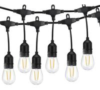 LangPlus+ 36FT Outdoor String Lights with 12Pcs 2W S14 LED Bulbs, Heavy Duty Waterproof Festoon Lights for Wedding Yard Decking Patio