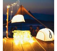 LangPlus+ Camping String Lights 15M, Waterproof Outdoor String Lights with 9 Lighting Modes (Multicolor & Warm White), USB Rechargeable Retractable Camping Fairy Light for Tent, Yard, RV, Patio Decor