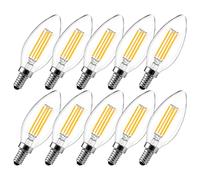 LangPlus+ E14 LED Light Bulb, Dimmable Candle Bulbs, 6W, 60W Equivalent Small Edison Screw SES E14 Bulb, Warm White 2700K, C35 LED Filament Bulb for Chandeliers, Ceiling Fan, 10 Pack