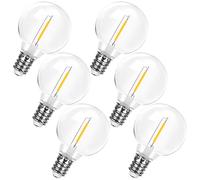 LangPlus+ G40 LED Light Bulbs Shatterproof, Low Voltage DC 24V 1W E12 Base LED Replacement Bulbs, 2700K Soft Warm White Globe Edison Bulb for DC 24V Solar Powered Outdoor String Lights, 6 Pack
