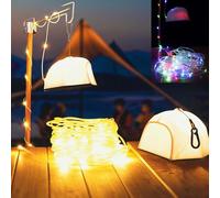 LangPlus+ LED String Lights 15M, Waterproof Strip Lights with 9 Lighting Modes (Multicolor, Warm White), USB Rechargeable Retractable Camping Fairy Light for Halloween, Christmas, New Year Decor