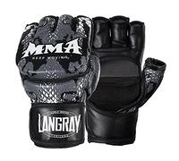 LangRay MMA Gloves, Sparring Grappling Boxing Gloves Martial Arts Mitts Padded Punching Bag Gloves Adjustable Wrist Protection Gear for Kickboxing Muay Thai Combat Sports Training, S