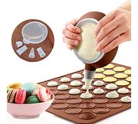LangRay Silicone Baking Mat, Non-Stick Macaroons Baking Mat Sheet 48 Holes Molds Cake Tray Cooking Bakeware Kit with 1 Decorating Pen and 4 Squeeze Nozzles for Macaron, Cupcake, Dessert