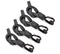 LangRay Tension Straps, Set of 4, Black, 100cm, Rubber & Polypropylene, Flat Design, Metal S-Hooks