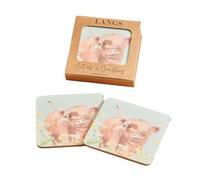 Langs Drink Coasters Set of 4 Cork Square Highland Cow Heat Resistant Coffee Cup Mat