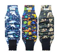 Langsprit Male Belly Bands for Dogs (Pack of 3) - High Absorbing Dog Wraps Male Washable - Reusable Male Dog Diapers (Sloth,Whale,Dinosaur, Small)