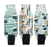 Langsprit Male Belly Bands for Dogs (Pack of 3) - High Absorbing Dog Wraps Male Washable - Reusable Male Dog Diapers (Fox,Cat,Polar Bear, Medium)