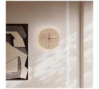 LANGSTON Circle Yellow Travertine Wall Lamp Dimmable Art Mural Wall Clock Lamps, Wall Lighting Fixtures, Wabi-Sabi Marble Wall Sconce for Foyer Bedroom Stairs Corridor,30cm