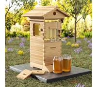 Langstroth Beehive Kit, Self-Flow Honey System with BPA-Free Frames, Cedar & Pine Wood Hive Box with Brood Chamber, 4-Frame Flow Super for Honey Harvesting