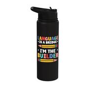 Language is a Bridge I'm the Builder - Dual Language Teacher Stainless Steel Insulated Water Bottle