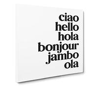 Language of Hello Modern Typography Quote Canvas Wall Art Print Ready to Hang, Framed Picture for Living Room Bedroom Home Office Décor, 14x14 Inch (35x35 cm)