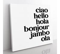 Language of Hello Modern Typography Quote Canvas Wall Art Print Ready to Hang, Framed Picture for Living Room Bedroom Home Office Décor, 50x50 cm (20x20 Inch)