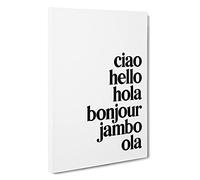 Language Of Hello Typography Canvas Print | Gallery Wrapped 30mm Frame Wall Art | 30x20 inches | Ready to Hang | Contemporary Typography Picture | Living Room Bedroom Lounge Office