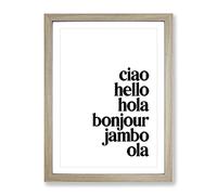Language Of Hello Typography Quote Framed Wall Art Print, Ready to Hang Picture for Living Room Bedroom Home Office Décor, Oak A3 (34 x 46 cm)