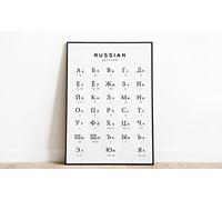 Languages Poster Prints Unframed 2 (Russian Alphabet Print, Cyrillic Language Poster, Russia Alphabet Chart Wall Art, Black and White Wall, 297 x 420 mm / 11.7 x 16.5 inches)