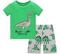 Langubaby Boys Pyjamas Shorts Set Dinosaur Shark Astronaut Cotton Sleepwear Short Sleeve Summer Pjs for Kids 1-2 Years