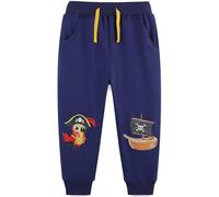 Langubaby Boys Trousers Cotton School Sweatpants Dinosaur Lion Space Shark Plain Jogging Kids Casual Sports Bottoms with Pockets Age 6-7 Years