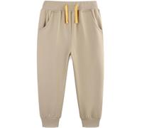 Langubaby Boys Trousers Cotton School Sweatpants Dinosaur Lion Space Shark Plain Jogging Kids Casual Sports Bottoms with Pockets Age 6-7 Years Off-White