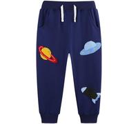 Langubaby Boys Trousers Cotton School Sweatpants Dinosaur Lion Space Shark Plain Jogging Kids Casual Sports Bottoms with Pockets Age 6-7 Years