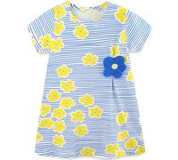Langubaby Summer Dresses for Girls Flower Button Dress Casual Short Sleeve Cotton Little Kids Clothes (7-8 Years)
