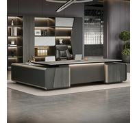 LANGWEI ,79 in,L Shaped Executive Desk with Drawers, Large Home Office Desks with Lockable File Cabinet, Modern Simple Writing Computer Desk for Work Study