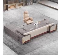 LANGWEI ,87 in,L Shaped Executive Desk with Drawers, Home Office Desks with Lockable File Cabinet, Wood Writing Computer Desk for Work Study
