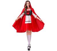 LANGWEI Little Red Riding Hood Cosplay Halloween Costume, Manor Maid Dress Storybook Fairy Tale Outfits,Red,S