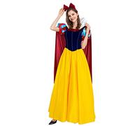 LANGWEI Women Halloween Costumes Adults Fairy Tale Snow White Dress Evening Party Prom Cosplay Costume Accessories,Yellow,L