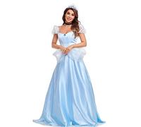 LANGWEI Women Halloween Costumes Cute Fairytale Cinderella Princess Dress Party Prom Cosplay Costume Accessories,Blue,M