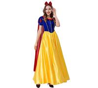 LANGWEI Women Halloween Costumes Fairy Tale Snow White Adults Dress Prom Cosplay Costume Accessories,Yellow,XL