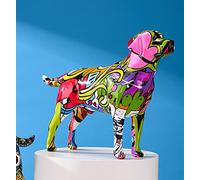 LANGXIANGART Graffiti Sculptures,Colorful Art Animal Labrador Resin Crafts Home Decoration Color Modern Simple Home Decoration Living Room 20x27.5x7.5cm Style B