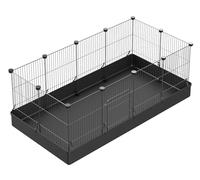 LANGXUN 12pcs Small Animal Metal Panels with Waterproof Mat, Pet Playpen with Door, Rabbit Cage, Guinea Pig Cages, Puppy Playpen, Kitten Playpen | Indoor & Outdoor Portable Metal Wire Yard Fence,