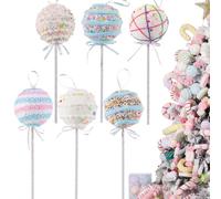 LANGXUN 6pcs Candy Land 2025 Christmas Decoration, 10 inch Lollipop Hanging Candy Cane Christmas Tree Décor, Christmas Ornaments Crafts, Árbol de Navidad Decoración, Indoor Outdoor Xmas Party