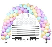 LANGXUN Balloon Arch Kit with Fiber Rods Adjustable Reusable Table Balloon Arch Stand for Birthday, Weddings, Graduation, Parties Decoration Black