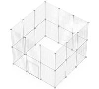 LANGXUN Rabbit Enclosure, Metal Fence, Encrypted Wire Cage, DIY Assembly, White 24PCS (128X64X86CM)